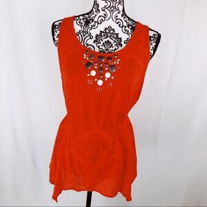Anthro Edme & Esyllte Beaded Crepe Tunic Top